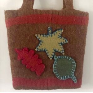 Tabask Felt Wool Tote Bag Fall leaves Handcrafted
